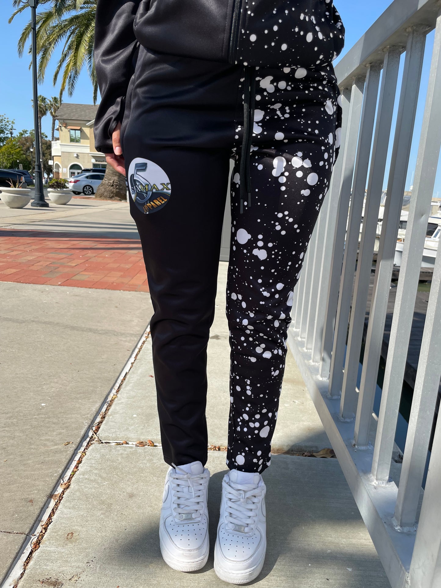 Women Black and White Splat Sweat Suite