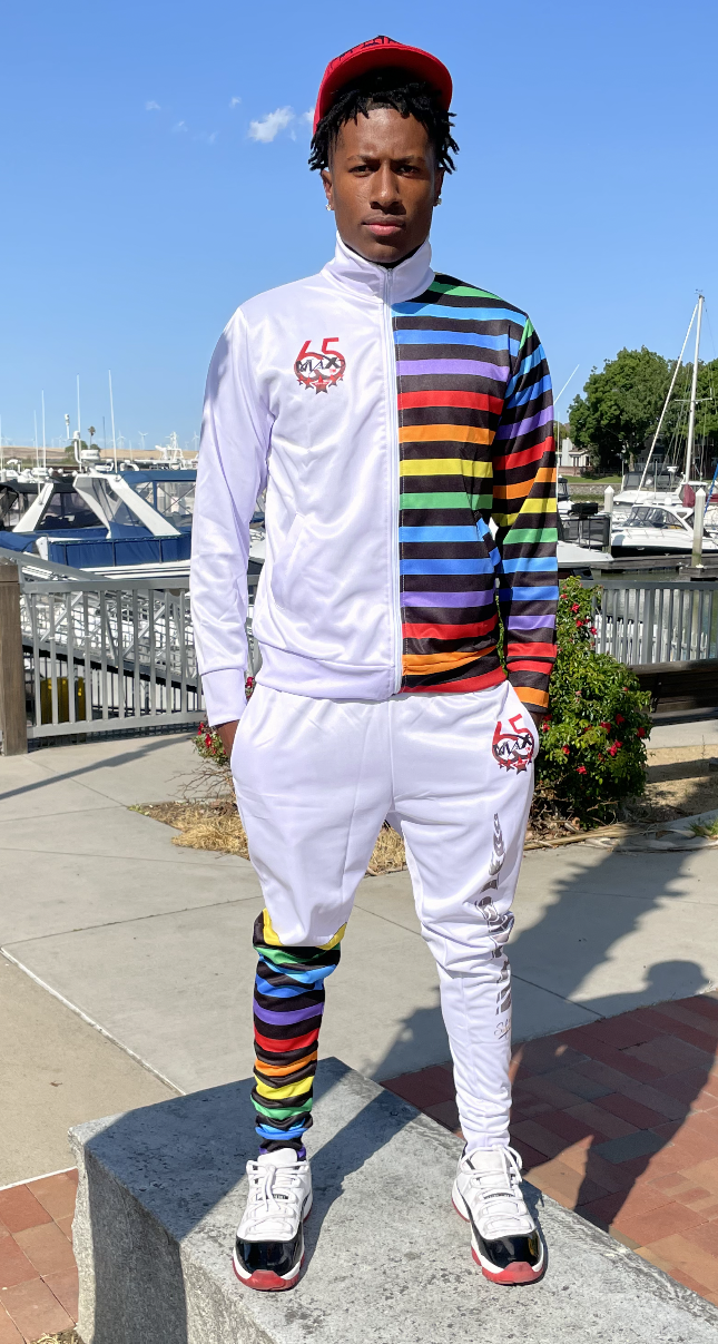 White Stripe Logo Hoodie