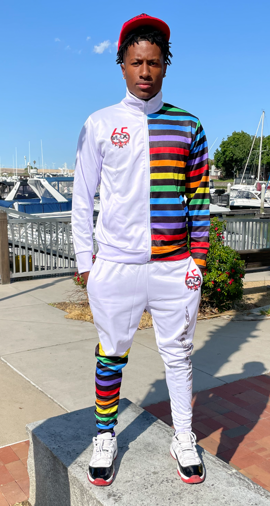 White Stripe Logo Hoodie