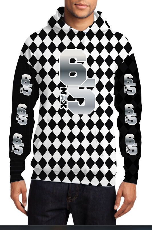 Checkered Hoodie Bold Metallic Logo